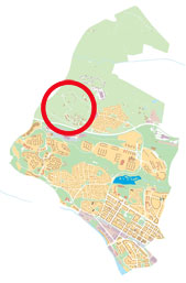 Den röda ringen markerar området.